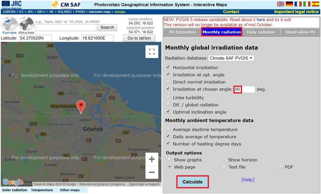 B. Porównanie danych z danymi z PV-GIS Korzystając ze strony internetowej systemu informacji geograficznej dla instalacji fotowoltaicznych (PV-GIS, ang.