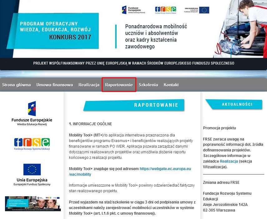 Raportowanie: 1. Informacje ogólne 2. Logowanie do systemu 3.