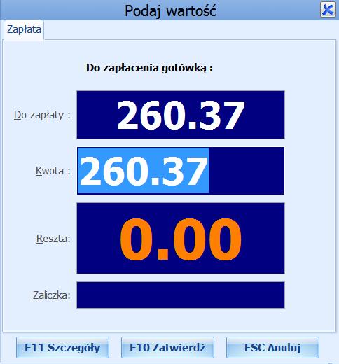 Informacja o konieczności dopłaty Wybieramy OK, nastepnie pacjent