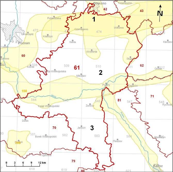 Rys. 7 Lokalizacja JCWPd nr 61 na terenie gminy Dobrzyca oznaczony zgodnie z
