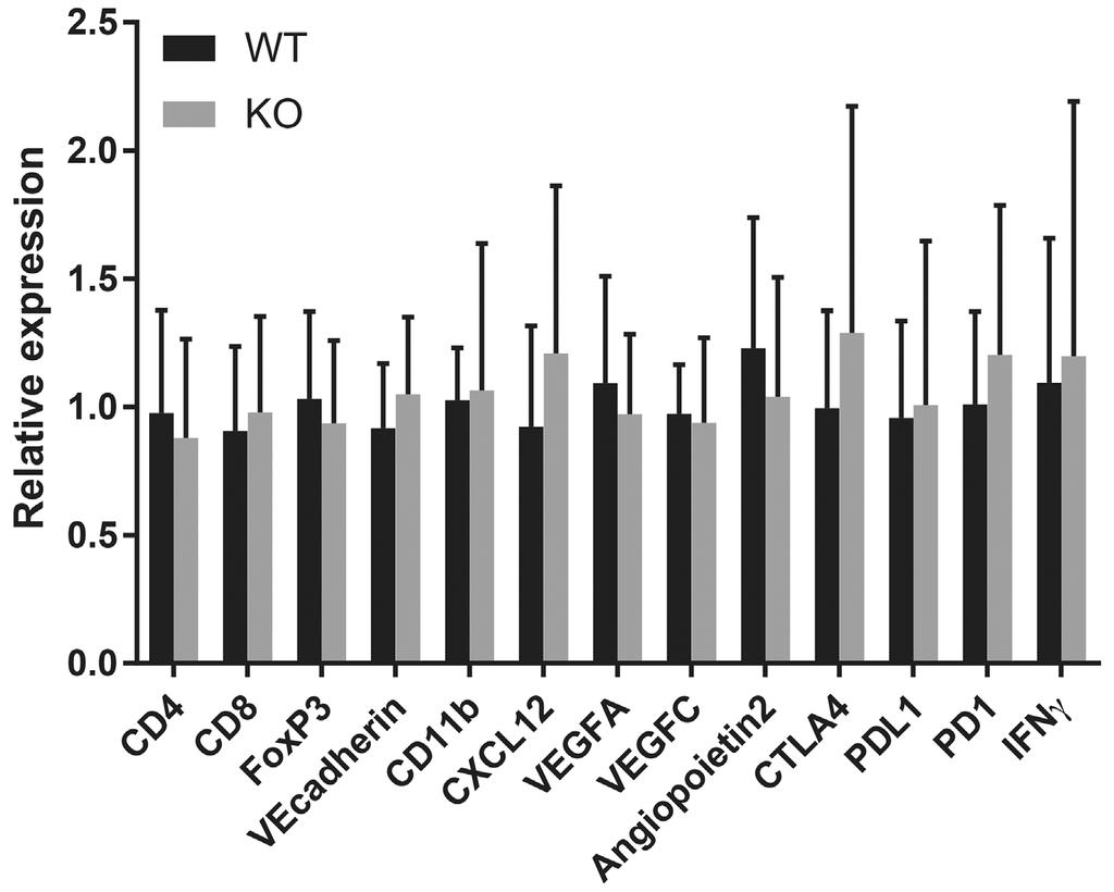 Lung metastases were counted. Means ± SD for 4 mice of each genotype are given.