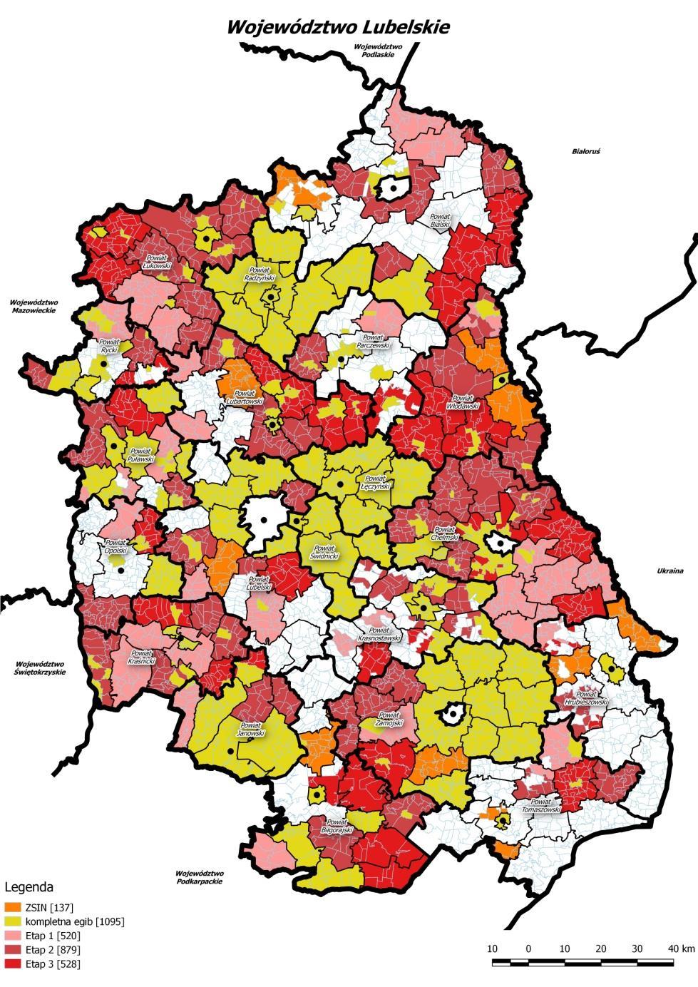 ZAKŁADANY STAN CYFROWEJ EWIDENCJI GRUNTÓW I BUDYNKÓW PO ZREALIZOWANIU PROJEKTU w ramach projektu zostanie wypracowane 38,8% cyfrowej