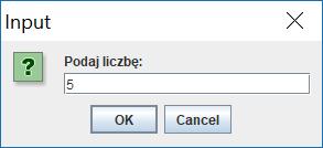 Wprowadzanie liczb - okna dialogowe Gdy w polu tekstowym podamy jakąś liczbę, to będzie ona dostępna jako napis String.