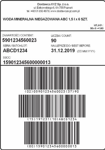 ETYKIETA LOGISTYCZNA GS1 5.1. Etykieta logistyczna GS1 Etykieta logistyczna GS1 to ustandaryzowana etykieta umieszczana na dowolnej jednostce logistycznej (np.