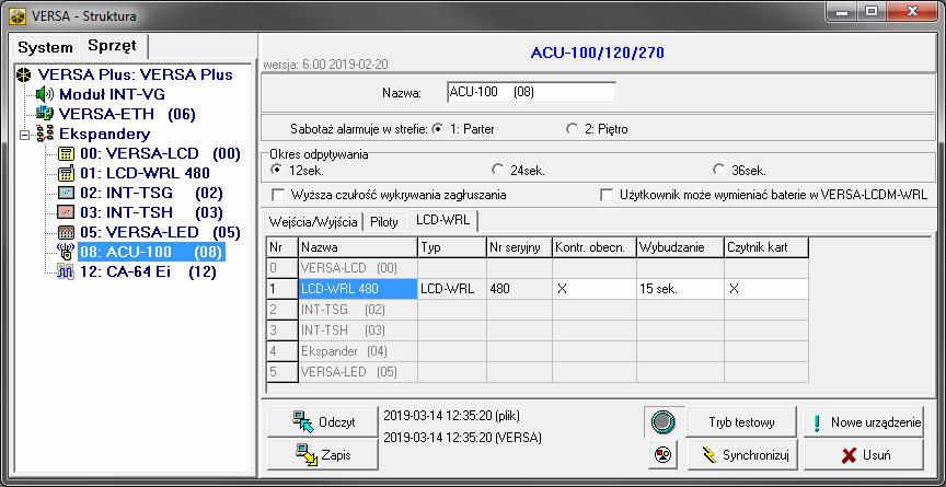 SATEL VERSA-KWRL2 7 Rys. 3. Program DLOADX: ustawienia manipulatora przechowywane w kontrolerze ABAX 2 / ABAX. 4.