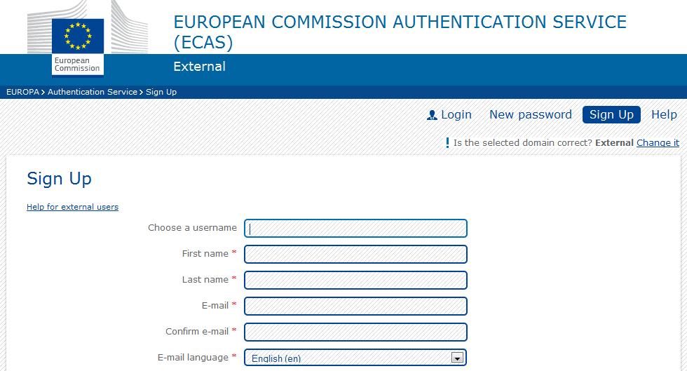 Następnie należy wprowadzić Państwa dane identyfikacyjne w polach na niżej pokazanym ekranie: Po rejestracji w Systemie Uwierzytelniania Komisji Europejskiej, uzyskają Państwo dostęp do Portalu