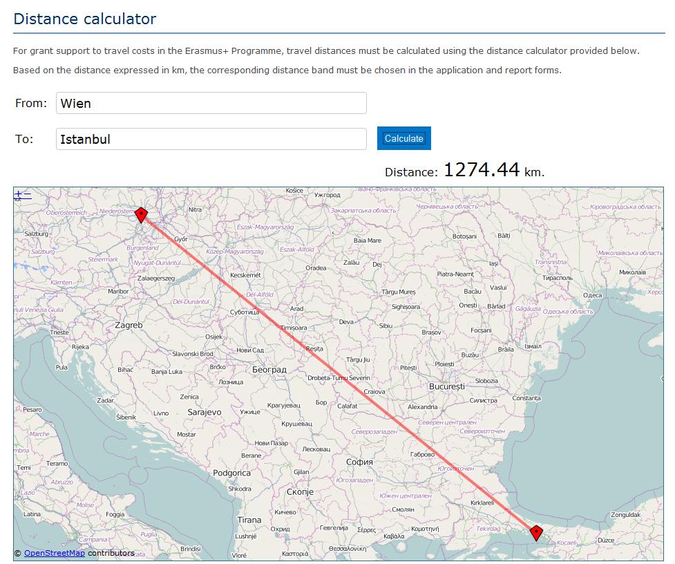 Wybrany przedział odległości określi w sposób wskazany w Przewodniku po programie Erasmus+ kwotę dofinansowania należną dla tej odległości.