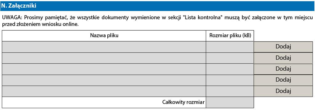 Załączanie dokumentów Do wniosku należy załączyć odpowiednie dokumenty.