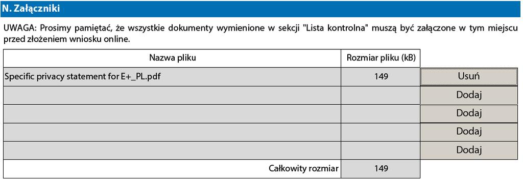 Złożenie wniosku Po zatwierdzeniu i załączeniu wszystkich wymaganych dokumentów formularz jest gotowy do złożenia do Państwa Narodowej Agencji.