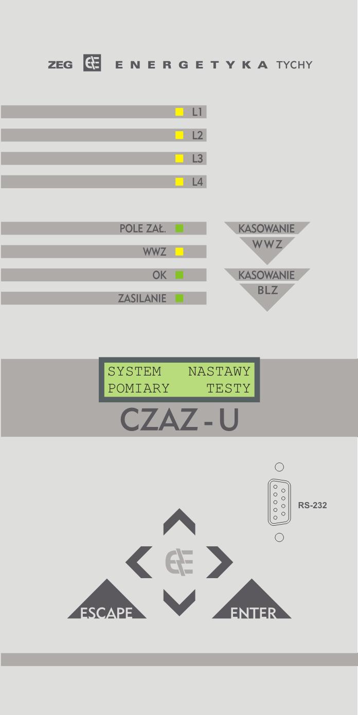 .1 oraz rys.12.2. 2 3 4 5 6 1 Rys. 12.1. Widok płyty czołowej zespołu z wyświetlaczem alfanumerycznym - wykonanie natablicowe.