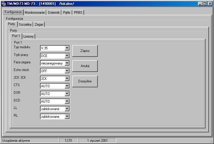 6. Konfiguracja konwertera przy użyciu programu LanWin 6.1 Opis poszczególnych zakładek formatki dla TM-73.3 6.1.1 Porty Zakładka porty przeznaczona jest do konfiguracji parametrów pracy portów konwertera.