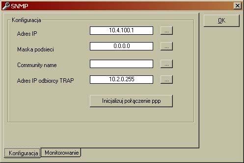 6.2 Konfiguracja interfejsu PPP i agenta SNMP Do poprawnej pracy konwertera TM-73.