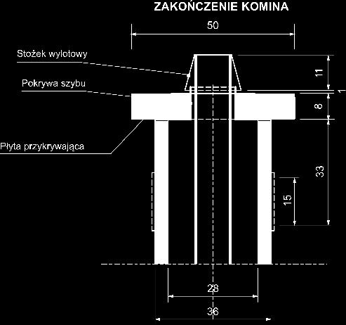 UWAGI: 1. Podczas osadzania pustaków kominowych nie dopuścić do wycieku zaprawy do wnętrza pustaków i tym samym zmniejszenia przekroju kanału powietrznego komina!