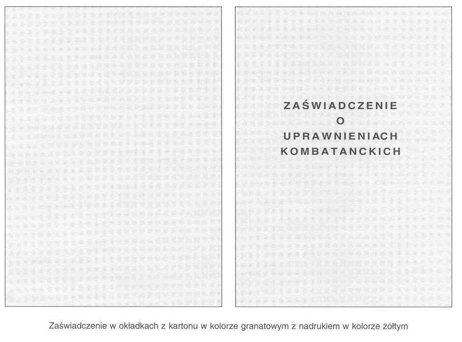 Wzór nr 58 do nr 23 ZAŚWIADCZENIE O UPRAWNIENIACH KOMBATANCKICH wystawione przez Ministerstwo Pracy i Polityki Socjalnej