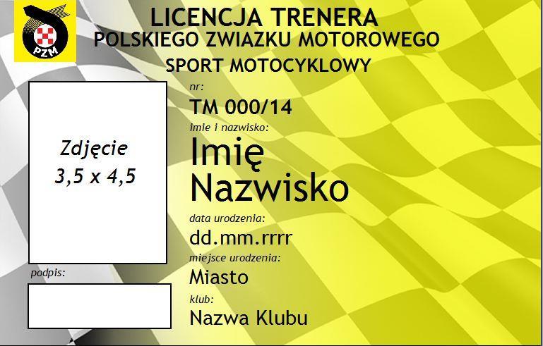 WZÓR LICENCJI TRENERA