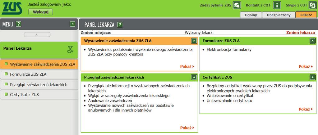 e-zla dla asystenta medycznego JAK WYSTAWIĆ E-ZLA KROK PO KROKU Aby wystawić e-zla, kliknij na zakładkę w panelu lekarza [Wystawienie zaświadczenia ZUS ZLA].