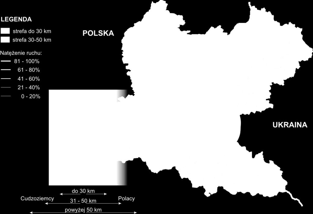 oddziaływania granicy - odległość od