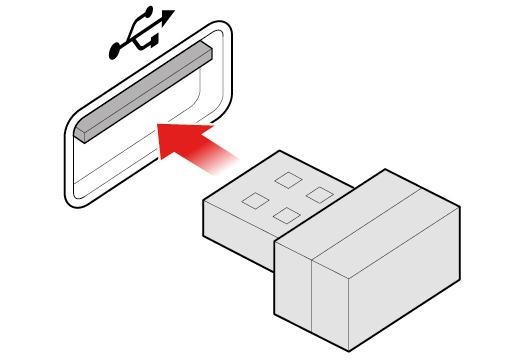 Rysunek 12. Wyjmowanie urządzenia dongle USB c. Podłącz urządzenie dongle USB do złącza USB. Rysunek 13.
