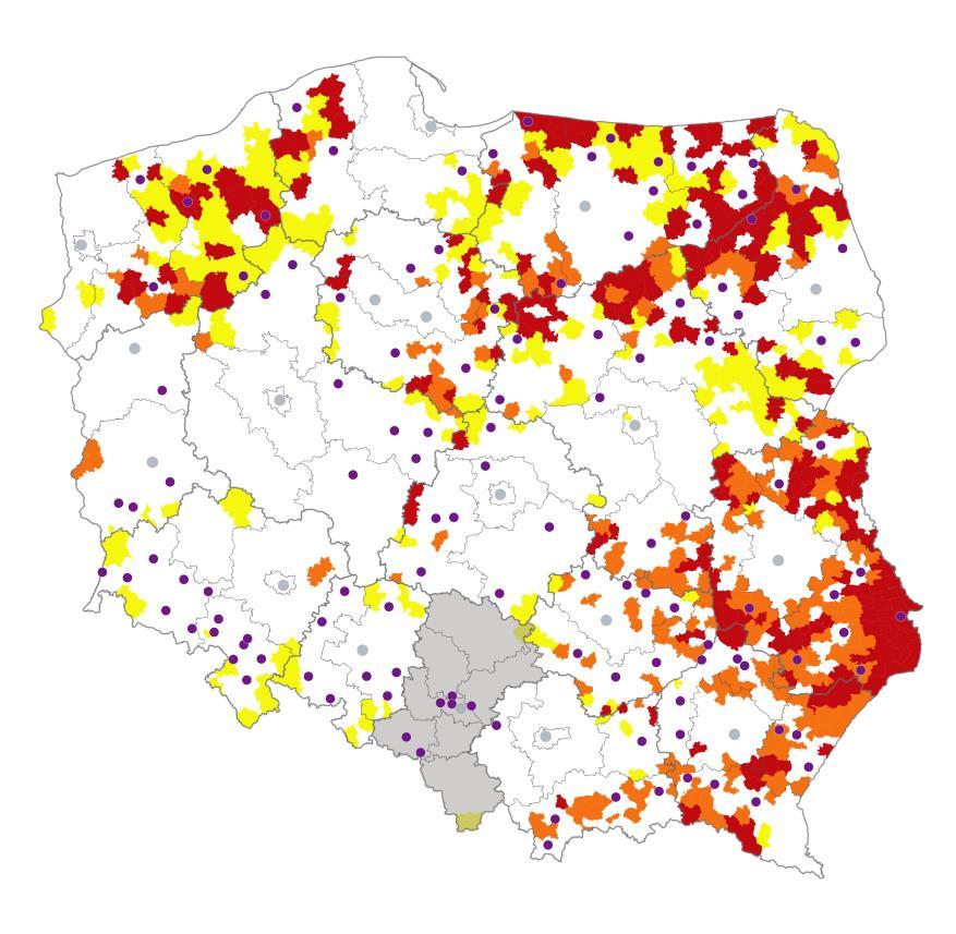 śląskim Miasta średnie tracące funkcje społeczno-gospodarcze: