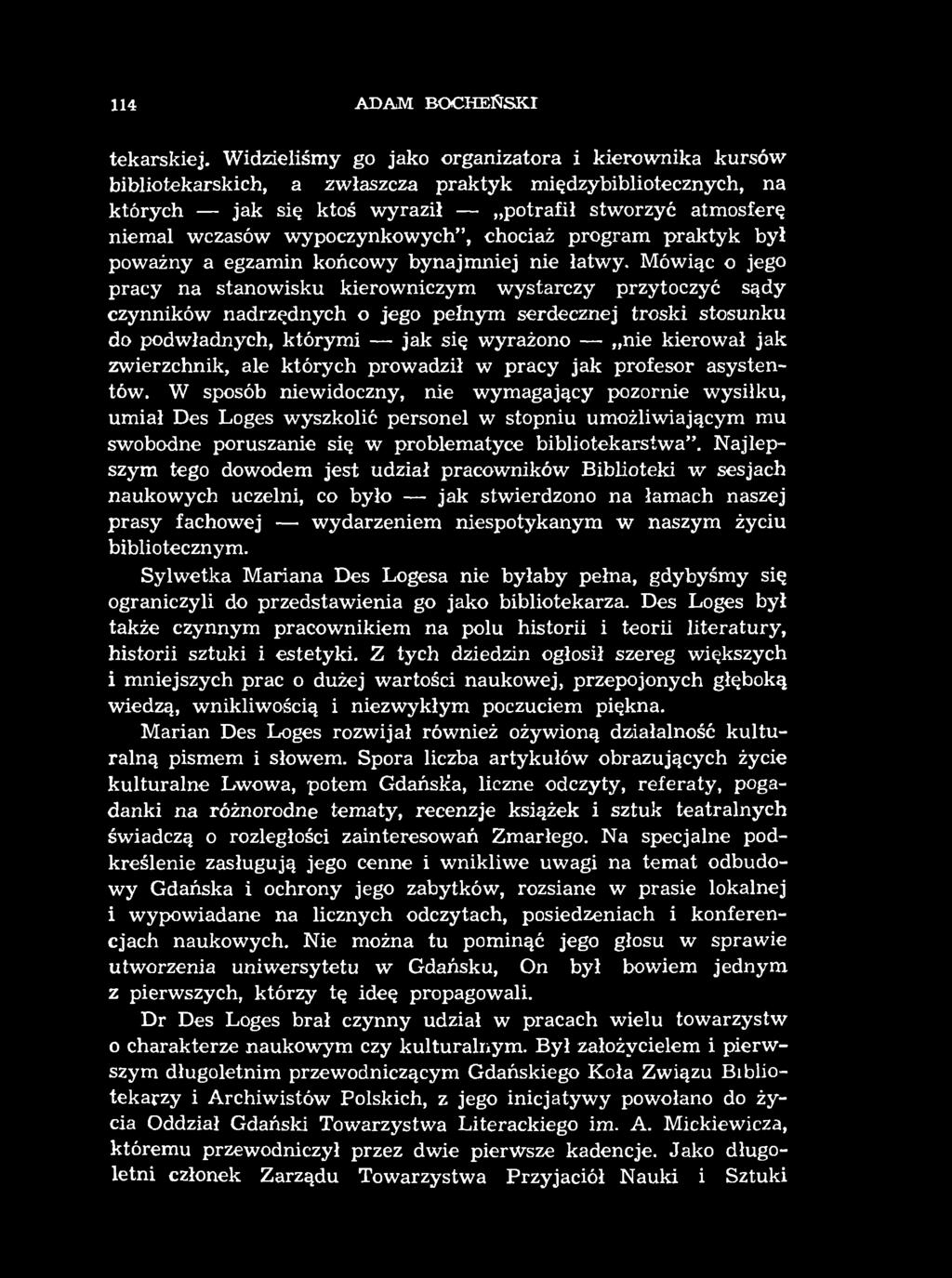 114 ADAM BOCHEŃSKI tekarskiej.