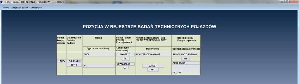 Po zaznaczeniu właściwego kryterium i użyciu przycisku Wykonaj [H] na Rys. 9. Rejestr badań (Rys. 8) będzie zawierał tylko te spełniające pożądane kryterium.