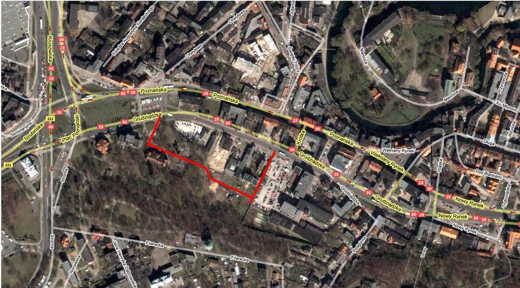 PLAN ORIENTACYJNY Przebieg ulicy dojazdowej do planowanego wielopoziomowego parkingu dla samochodów