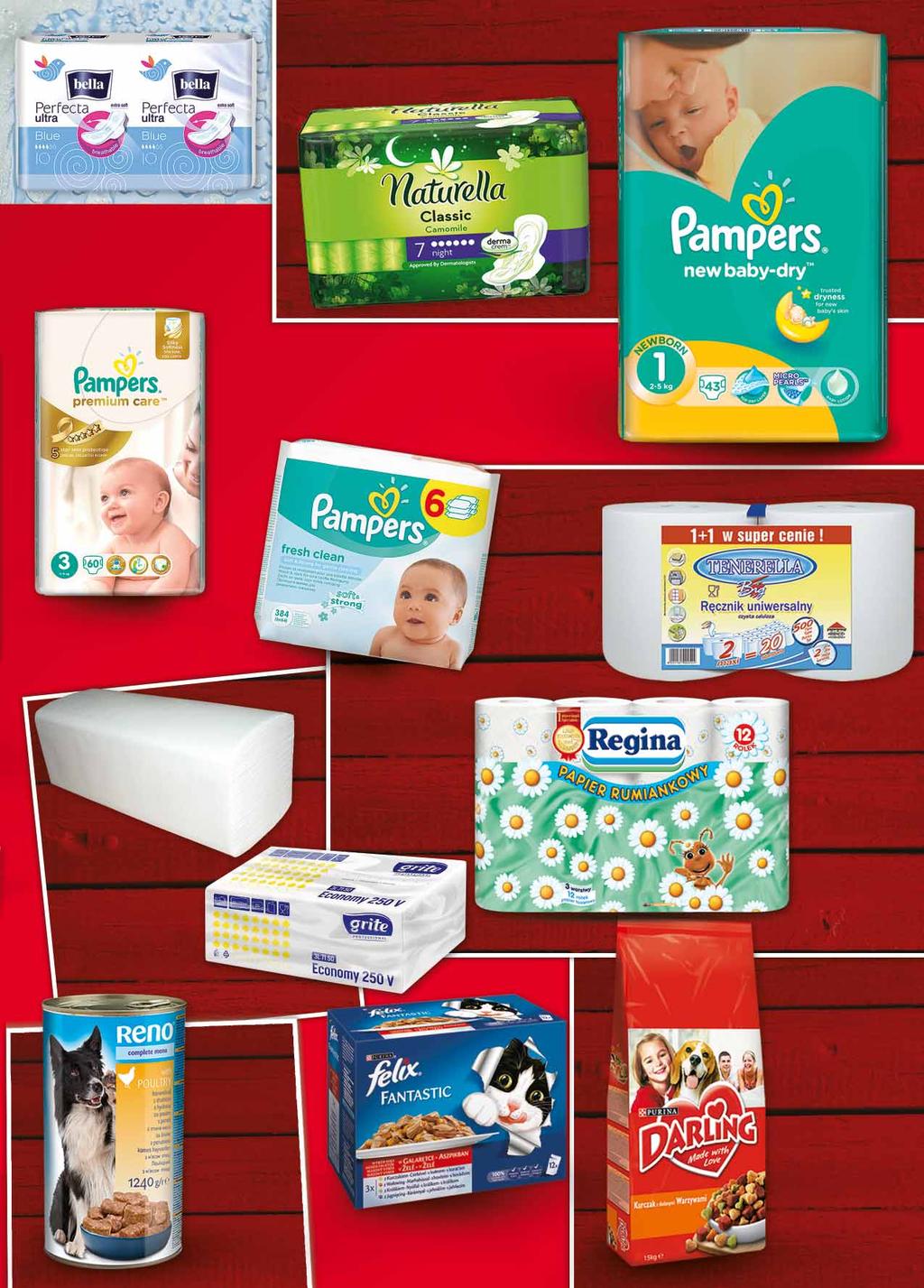 NATURELLA CLASSIC PODPASKI 29467800 2 09 z VAT 2.26 BELLA PERFECTA DUOPACK PODPASKI 41157728 4 55 z VAT 4.91 PAMPERS CHUSTECZKI NAWILŻANE 6 x 64 SZT., 6 x 56 SZT. dwa rodzaje sprzedaż po 1 zest.