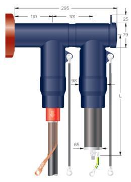 prądzie granicznym przy udarze łączeniowym Moment dokręcania (M12), Nm Typowy ogranicznik dla sieci: 15kV 20kV 10 1 100 20 5,3 2,6 58 RDA18 RDA24 Ogranicznik RDA zainstalowany z głowicą kablową i z