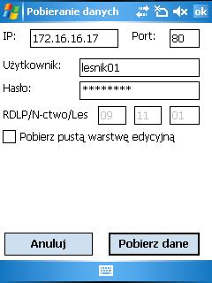 .., powoduje otwarcie ekranu konfiguracji. Niezbędne dane wczytywane są na podstawie baz aplikacji Leśnik i LasTransfer.