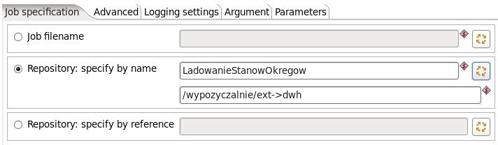 d. Wejdźmy do własności pierwszego z komponentów Job i wskażmy, że będzie się on odnosił do zadania LadowanieStanowOkregow z katalogu