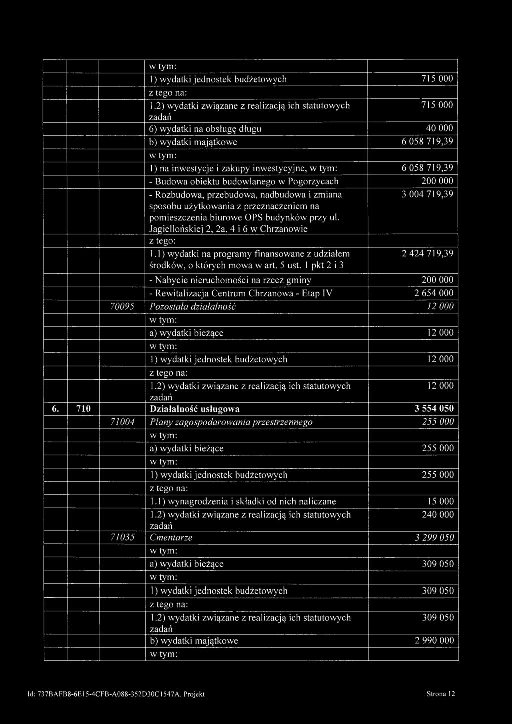 Jagiellońskiej 2, 2a, 4 i 6 w Chrzanowie 1.1) wydatki na programy finansowane z udziałem 2 424 719,39 środków, o których mowa w art. 5 ust.