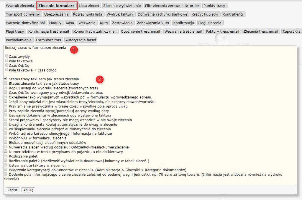 30 HERMES GT INSTRUKCJA DO PROGRAMU Opcja 2: Ustawienie widoczności zleceń i tras dla wybranego użytkownika. Opcja może służyć zachowaniu poufności danych pomiędzy użytkownikami systemu.