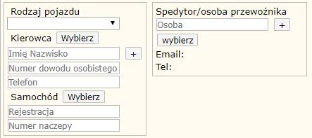 40 HERMES GT INSTRUKCJA DO PROGRAMU POJAZD, KIEROWCA, SPEDYTOR Rysunek 38 Dane na temat pojazdu, kierowcy i spedytora danej trasy Sekcja pozwala na podanie danych pojazdu, kierowcy i spedytora trasy.