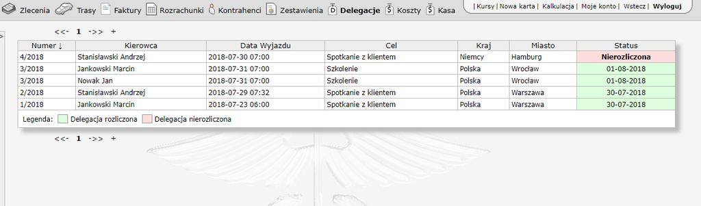 79 HERMES GT INSTRUKCJA DO PROGRAMU DELEGACJE Delegacje to moduł z grupy modułów dodatkowych. Jeśli został dołączony do aplikacji, można go uruchomić z poziomu menu głównego.