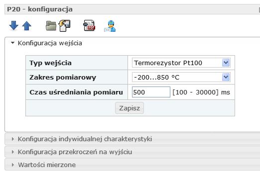 5.1.1 Konfiguracja typu wejścia przetwornika W grupie parametrów Konfiguracja wejścia dostępne są 3 listy rozwijalne za pomocą których można wybrać typ