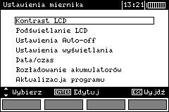 Komunikat BŁĄD: NIE PODŁĄCZONO PRZEWODU DO ZACISKÓW H I E. KALIBRACJA PRZERWANA. NACIŚNIJ ENTER BŁĄD: WSPÓŁCZYNNIK KALIBRACYJNY POZA ZAKRESEM. KALIBRACJA PRZERWANA. NACIŚNIJ ENTER Przyczyna Brak przewodu Zły współczynnik kalibracyjny Sposób postępowania Sprawdzić połączenia.