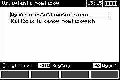 2 Menu Menu dostępne jest w każdej pozycji przełącznika obrotowego. Wcisnąć przycisk MENU. Przyciskami, wybrać odpowiednią pozycję. Przyciskiem ENTER wejść do wybranej opcji. 2.