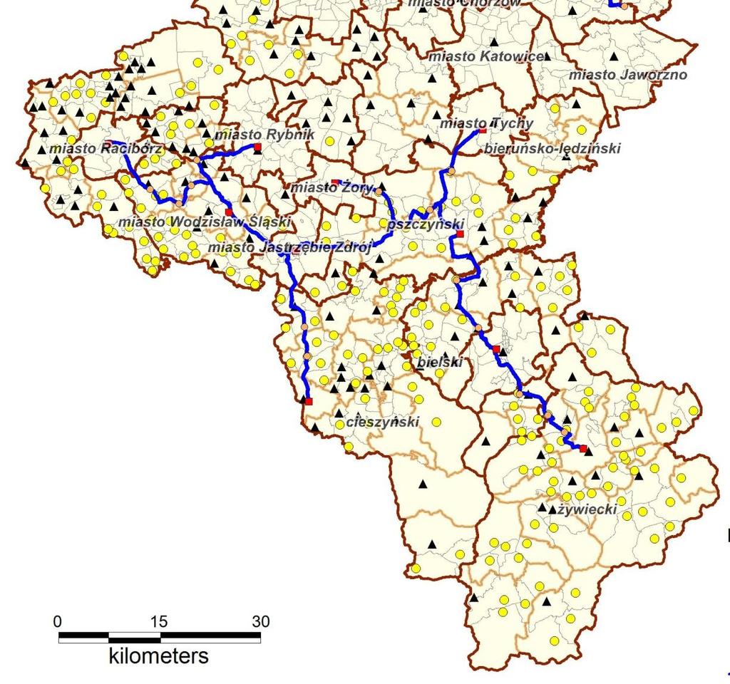 Mapa sieci ŚRSS obszar