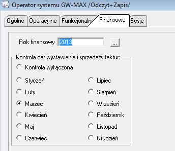 Kontrola daty odczytu zaznaczenie tej opcji spowoduje, że inkasent nie będzie mógł wprowadzić odczytu z datą wcześniejszą niż aktualna data na PSION-ie. Kontrola daty wystawienia jw.