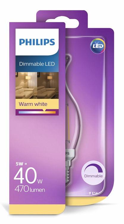 PHILIPS LED Kulka (z możliwością przyciemniania) 5 W (40 W) E14 Ciepła biel Ściemnialna Ciekawa forma Znajome kształty, które kochasz.