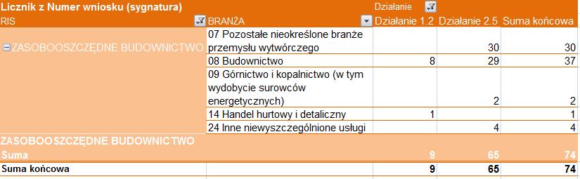 16 Umowy o dofinansowanie w ramach RIS dla Działania