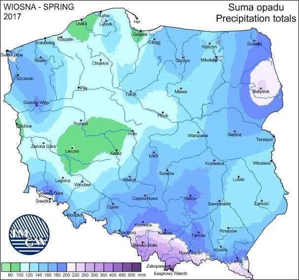 Pogoda w sezonie 2016/17 Suma opadów w