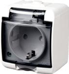 Popielaty 10 Grey GHE-2s Gniazdo podwójne SCHUKO (klapka biała) SCHUKO double socket