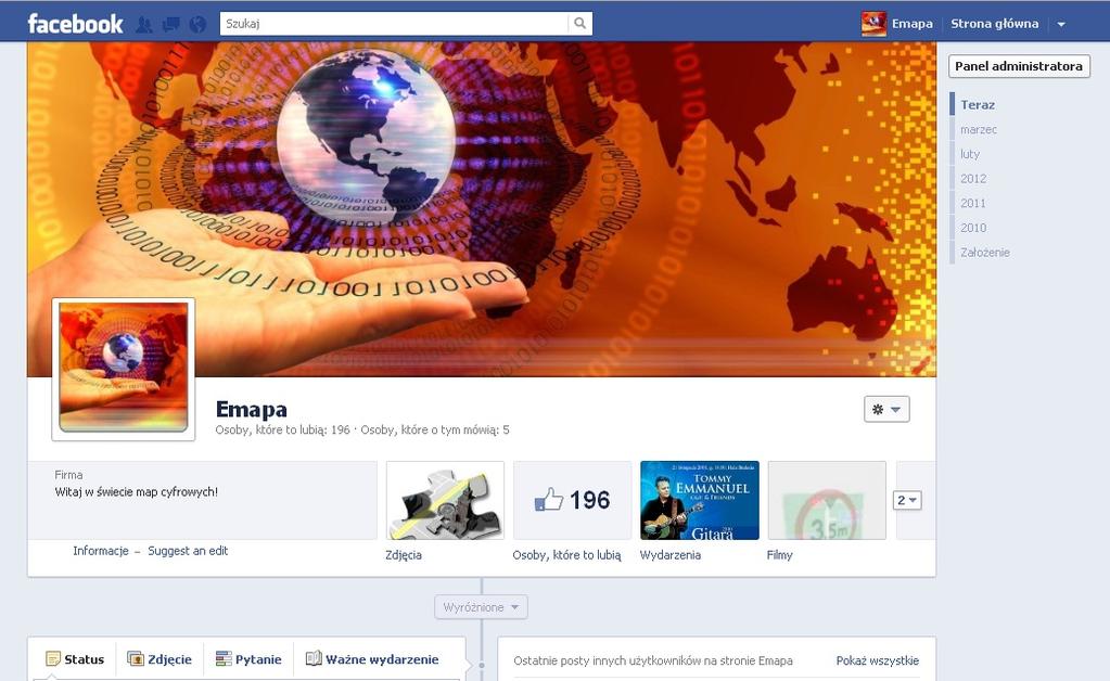 Nowość Facebook.com profil Emapy w nowej odsłonie Od niedawna użytkownicy popularnego portalu społecznościowego Facebook.com mogą cieszyć się nowym wyglądem swoich profili.