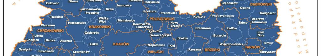 podziału administracyjnego na powiaty sądowe i zaniku kasztelani część obszaru dawnej kasztelani brzeskiej i wojnickiej (z Tarnowem i Pilznem).