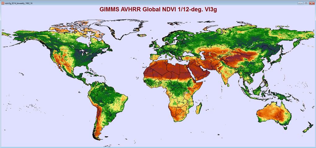 NDVI w skali globu clarklabs.