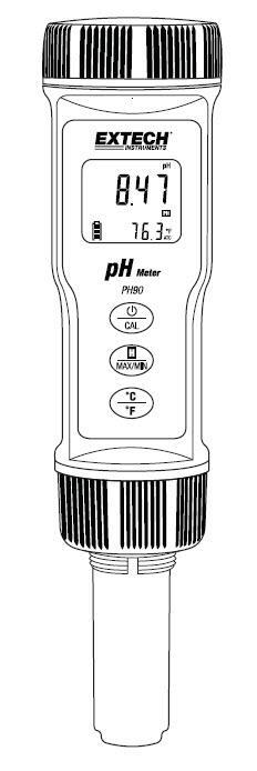 Wprowadzenie Dziękujemy za wybranie wodoodpornego miernika ph / temperatury Extech Model PH90.