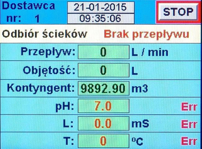 się kolejny ekran umożliwiający wskazanie rodzaju ścieków.