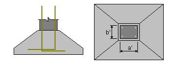 STOPA POD SŁUP POŚREDNI Geometria: A = 0,60 (m) a = 0,30 (m) B = 0,60 (m) b = 0,30 (m) h1 = 1,06 (m) ex = 0,00 (m) h3 = 0,30 (m) ey = 0,00 (m) h4 = 0,10 (m) a' b' c = 30,0 (cm) = 30,0 (cm) = 5,0 (cm)