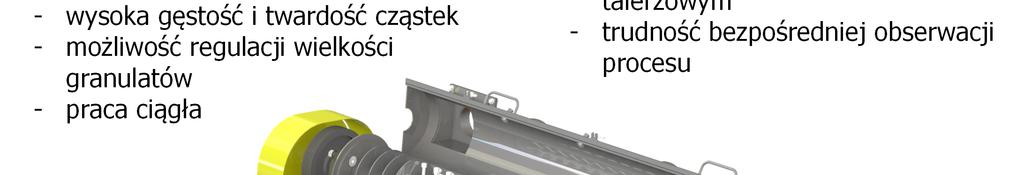 Granulator rurowy: pin-granulator Zalety -